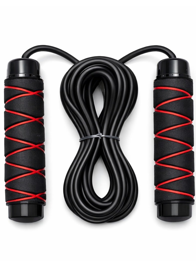 ترينفي حبل قفز قابل لتعديل السرعة وذو وزن ثقيل، مزود بسلك فولاذي داخلي، وحبل قفز رياضي من مادة PVC مزود بمقابض دوارة 360 درجة للتنفس، مناسب لتمارين القلب واللياقة البدنية والتدريب الرياضي.